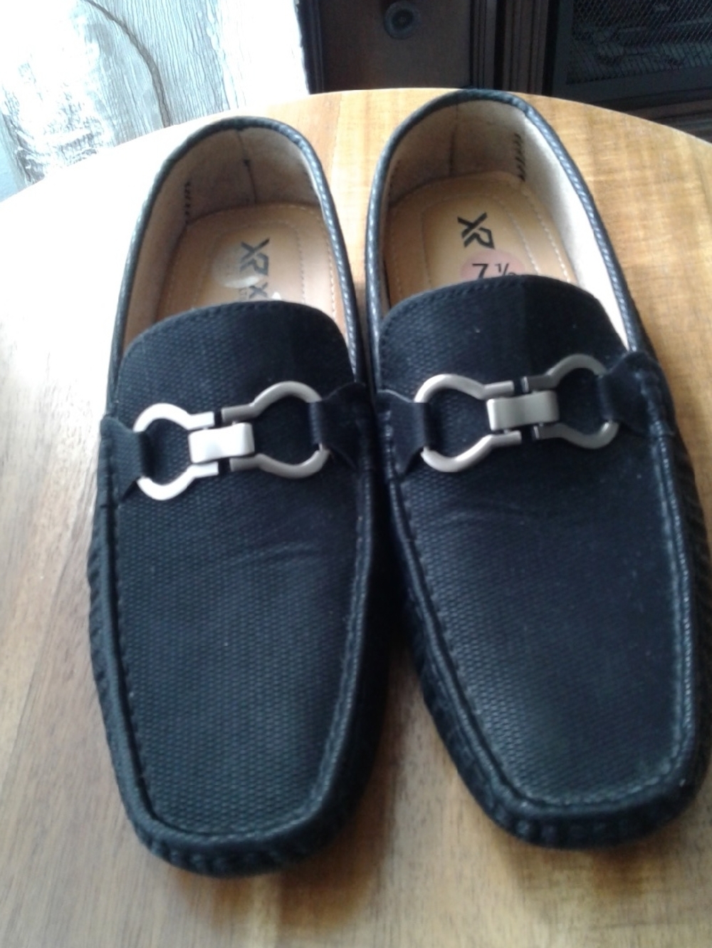 Men's Black Slip-On Loafers with Silver Bit Hardware